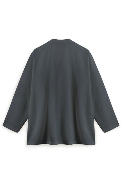 Bağcıklı Keten Karışımlı Kimono Füme