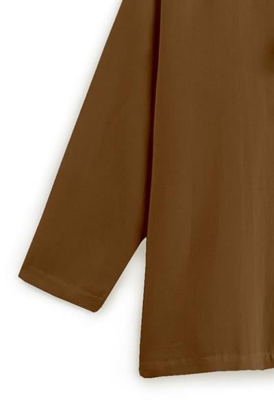 Bağcıklı Keten Karışımlı Kimono Kahverengi