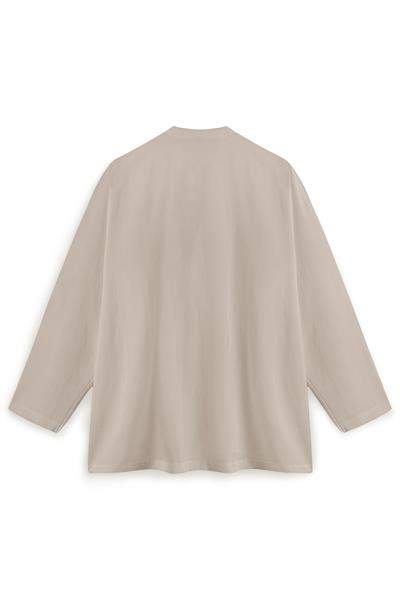 Bağcıklı Keten Karışımlı Kimono Vizon