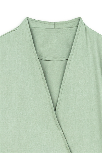 Bağlamalı Gabardin Kimono Çağla