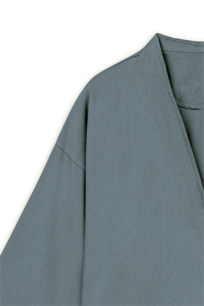 Bağlamalı Gabardin Kimono Füme