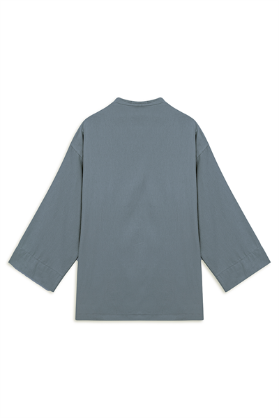 Bağlamalı Gabardin Kimono Füme