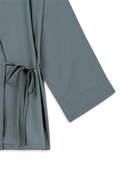 Bağlamalı Gabardin Kimono Füme