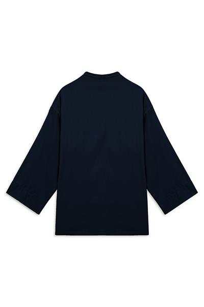 Bağlamalı Gabardin Kimono Lacivert