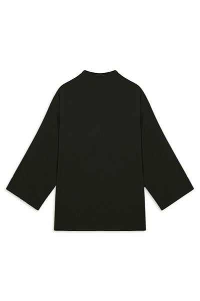 Bağlamalı Gabardin Kimono Siyah