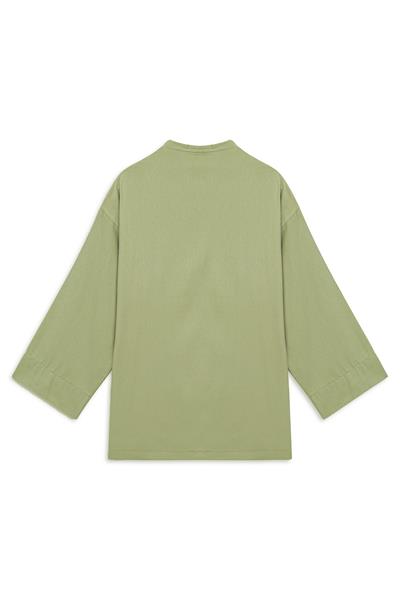 Bağlamalı Gabardin Kimono Yağ Yeşili