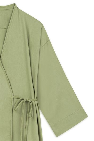 Bağlamalı Gabardin Kimono Yağ Yeşili