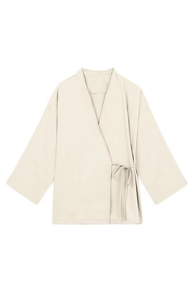 Bağlamalı Tensel Kimono Krem