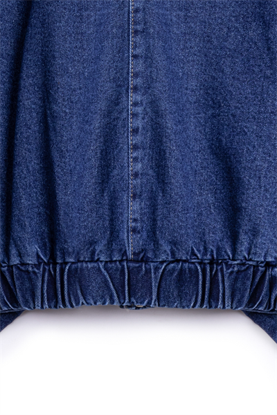 Balon Kol Kısa Denim Ceket Mavi