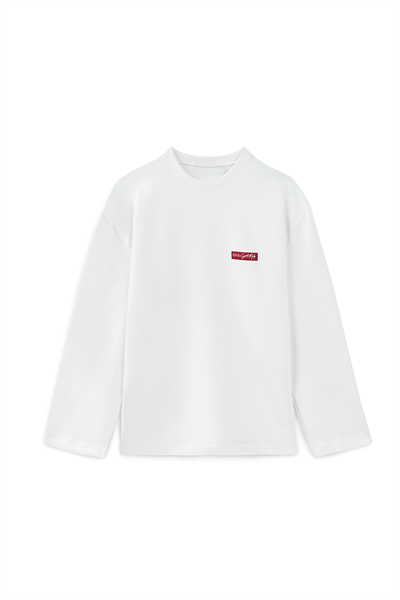Baskılı Düz Sweat Beyaz