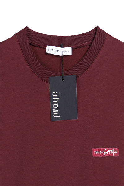 Baskılı Düz Sweat Bordo