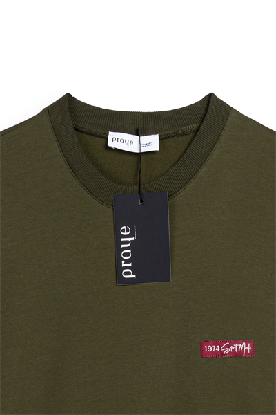 Baskılı Düz Sweat Haki