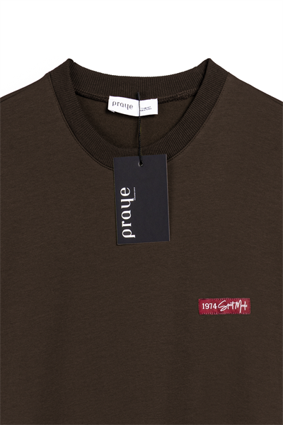 Baskılı Düz Sweat Kahve