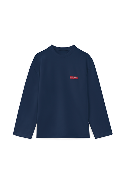 Baskılı Düz Sweat Lacivert