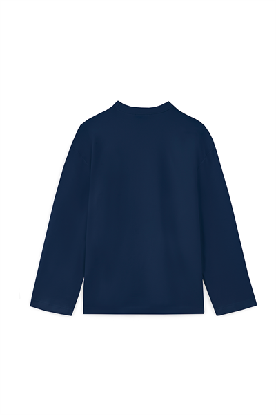 Baskılı Düz Sweat Lacivert