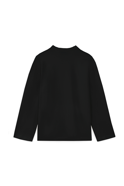 Baskılı Düz Sweat Siyah