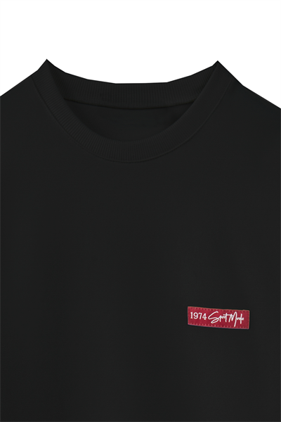 Baskılı Düz Sweat Siyah