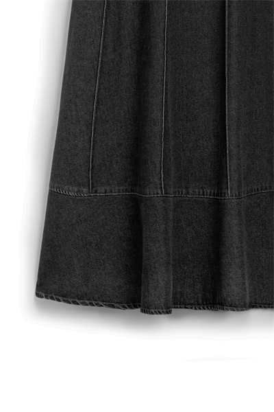 Biyeli Kloş Denim Etek Antrasit