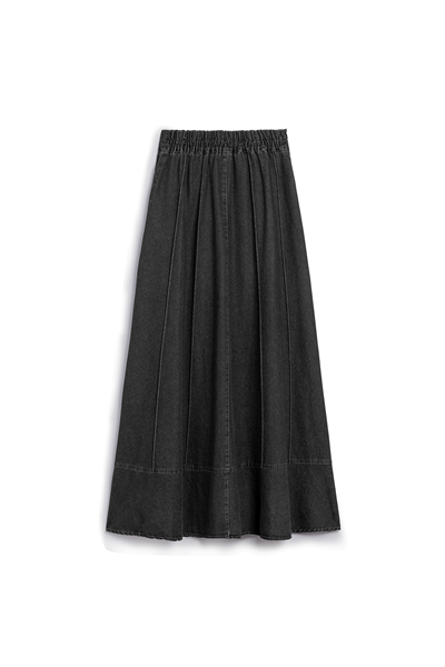 Biyeli Kloş Denim Etek Antrasit