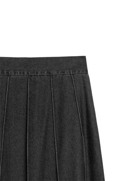 Biyeli Kloş Denim Etek Antrasit