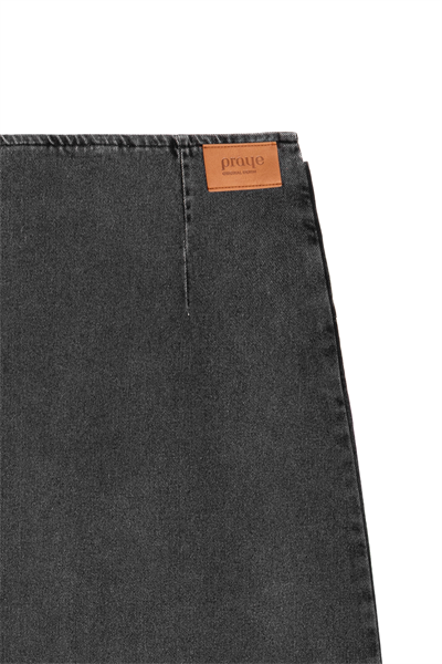Çapraz Kesim Denim Etek Füme