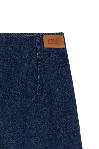 Çapraz Kesim Denim Etek Mavi