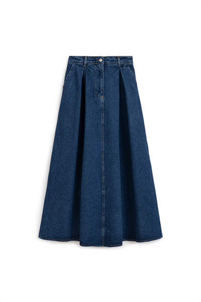 Cepli Kloş Denim Etek Mavi