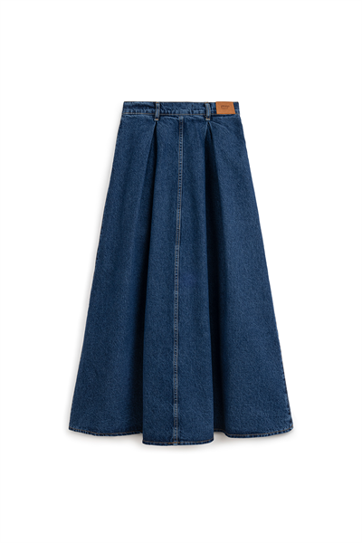 Cepli Kloş Denim Etek Mavi