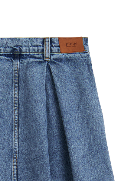 Cepli Kloş Denim Etek Mavi Kar Yıkama