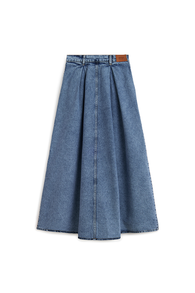 Cepli Kloş Denim Etek Mavi Kar Yıkama
