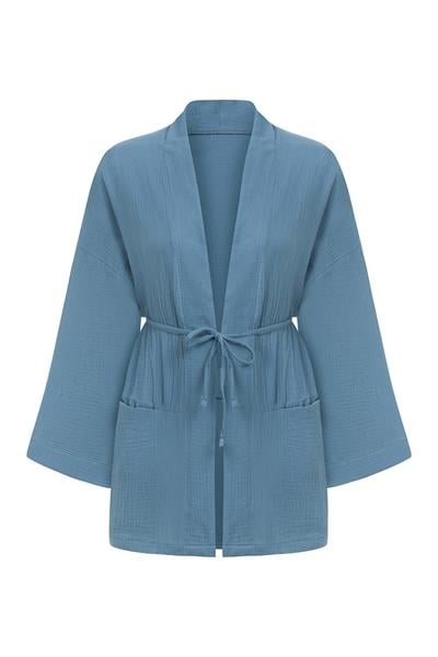 Cepli Müslin Kimono Mavi