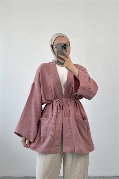 Cepli Müslin Kimono Pembe