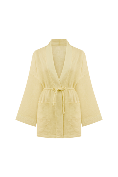 Cepli Müslin Kimono Sarı