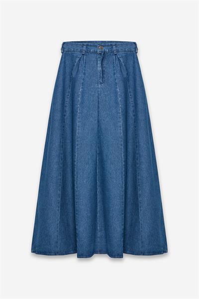 Denim Kiloş Etek Mavi