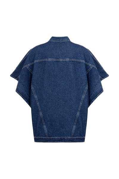 Denim Panço Yelek Koyu Mavi