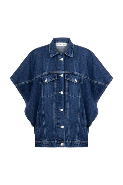 Denim Panço Yelek Koyu Mavi