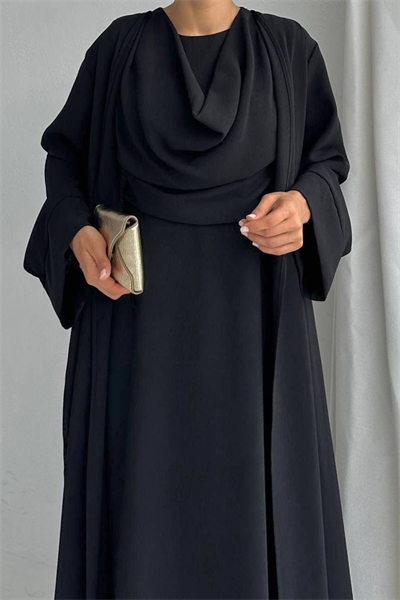 Krep Abaya Takım Siyah