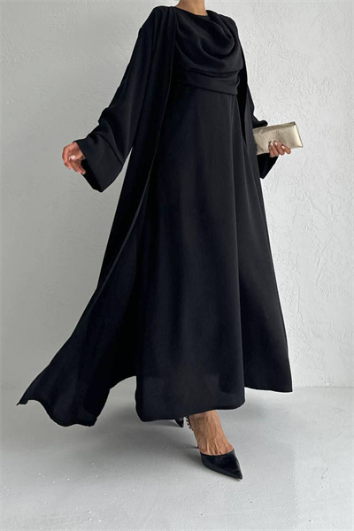 Krep Abaya Takım Siyah