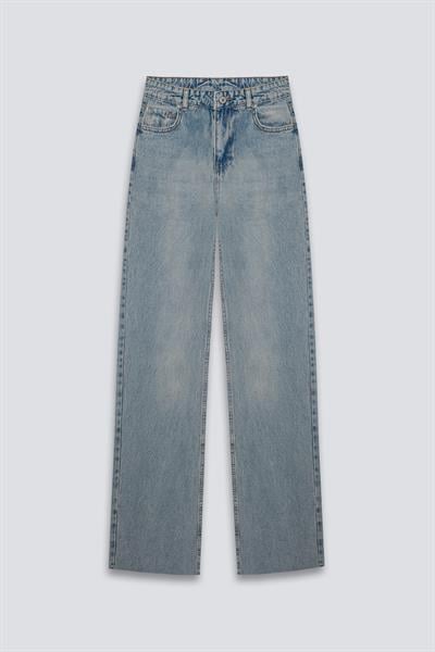 Lazer Kesim Wide Leg Jean Eskitme Kot