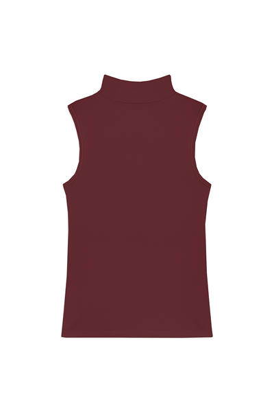 Likralı Kolsuz Body Bordo