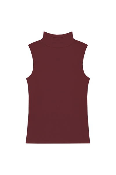Likralı Kolsuz Body Bordo