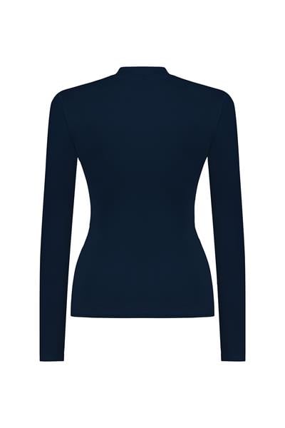 Likralı Uzun Kol Body Lacivert