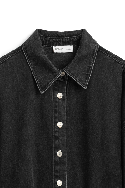 Oversize Bağlamalı Denim Ceket Antrasit