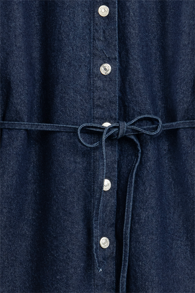 Oversize Bağlamalı Denim Ceket Lacivert
