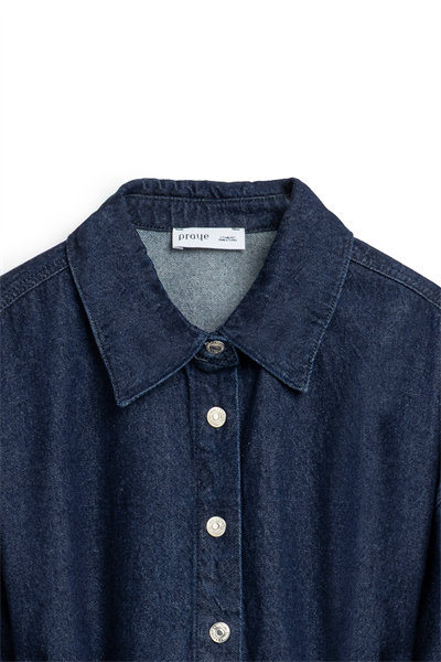 Oversize Bağlamalı Denim Ceket Lacivert