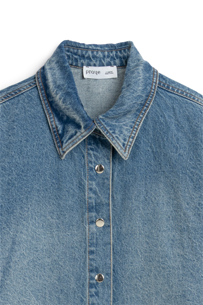 Oversize Uzun Denim Ceket Eskitme Kot