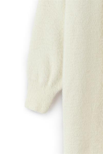 Peluş Uzun Hırka Ekru