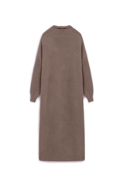 Peluş Uzun Hırka Toprak