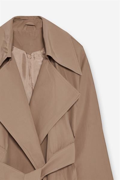 Şal Yaka Astarlı Camel Trenç