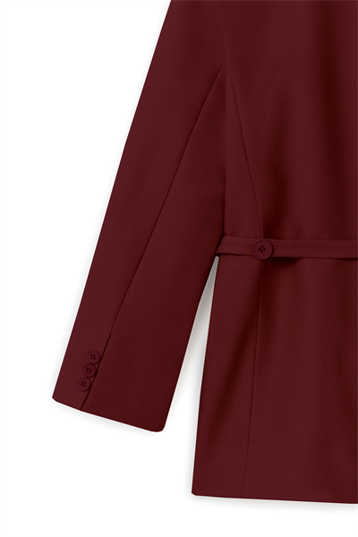 Seyyar Kemerli Blazer Ceket Bordo